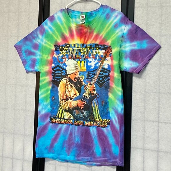 Carlos Santana 2022 Tour Tie Dye Double Sided Graphic L Blessings & Miracles Tee - Picture 4 of 13